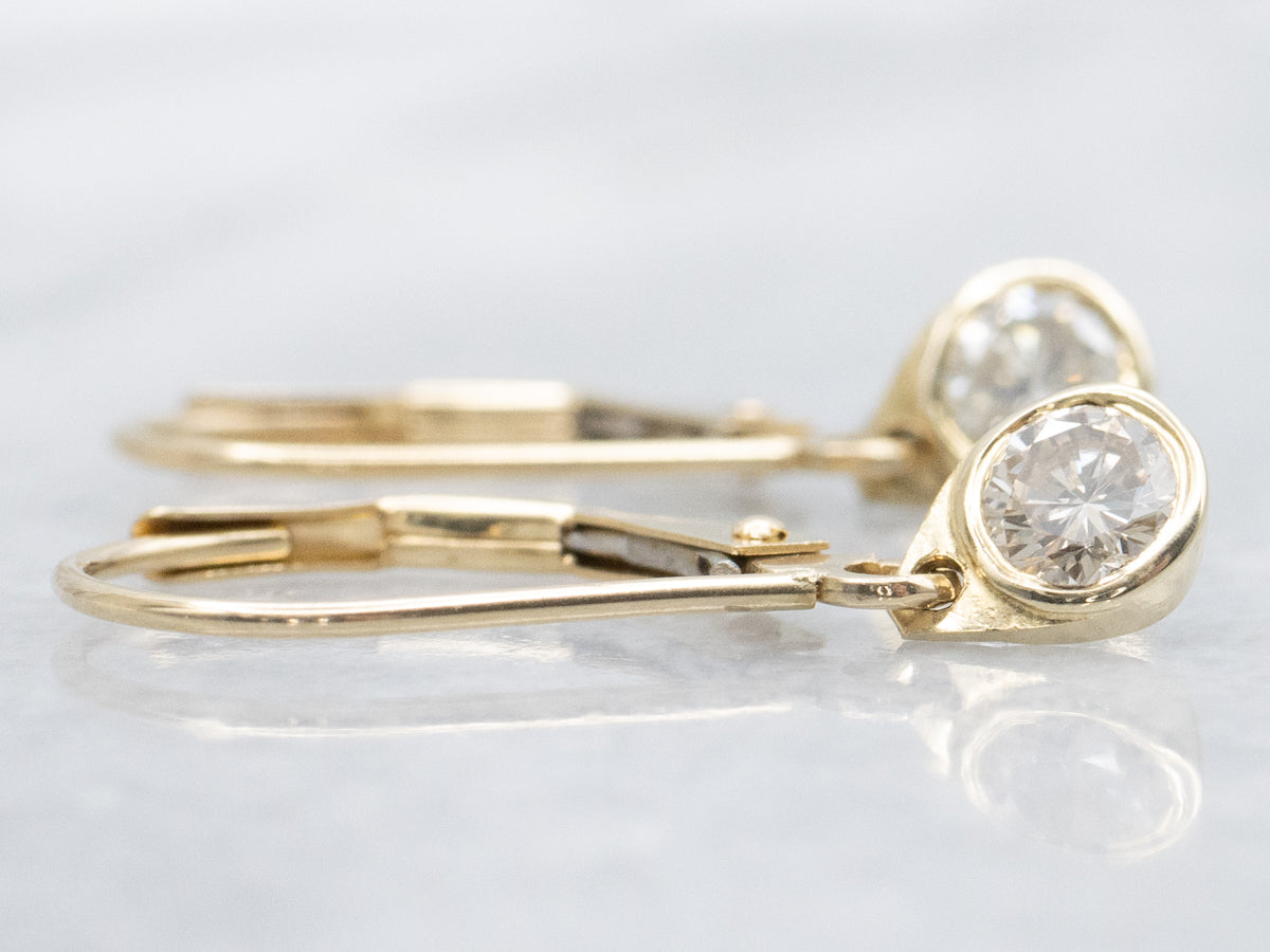 Champagne Diamond and Gold Drop Earrings