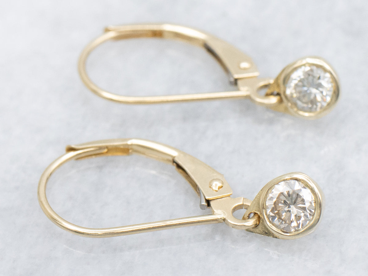 Champagne Diamond and Gold Drop Earrings