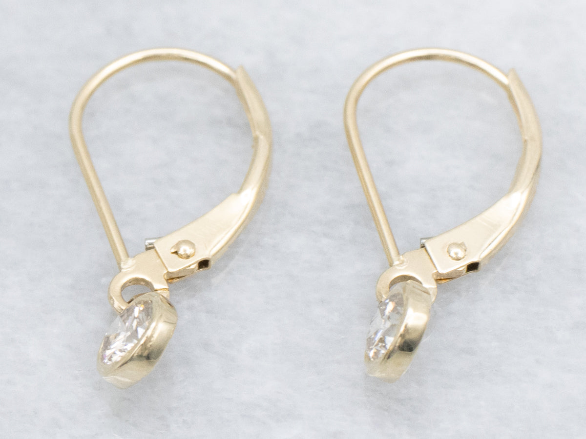 Champagne Diamond and Gold Drop Earrings