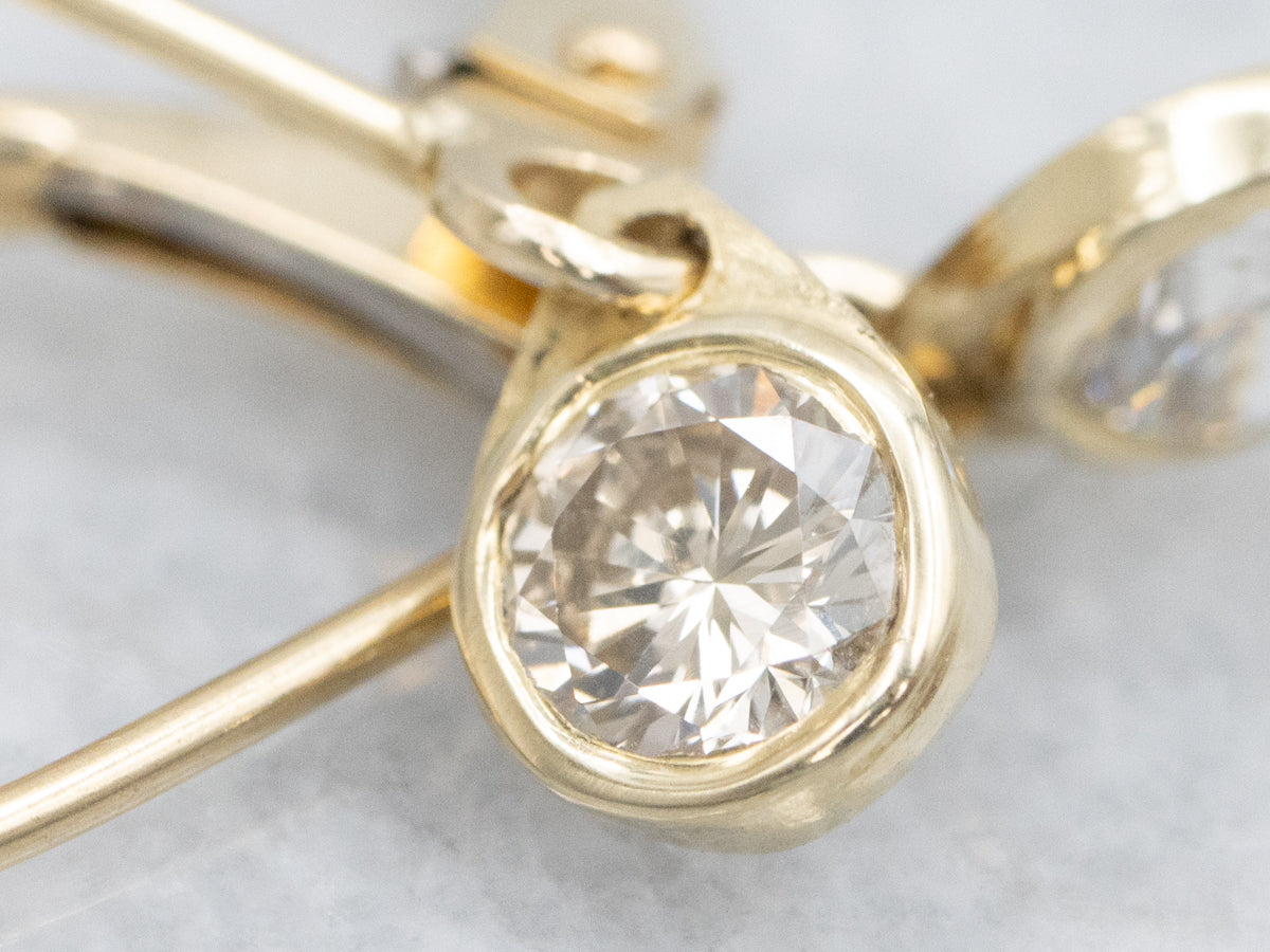 Champagne Diamond and Gold Drop Earrings