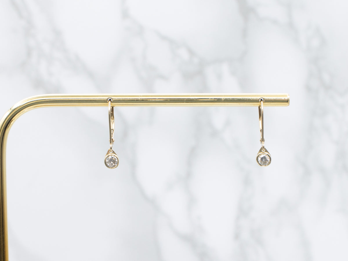 Champagne Diamond and Gold Drop Earrings