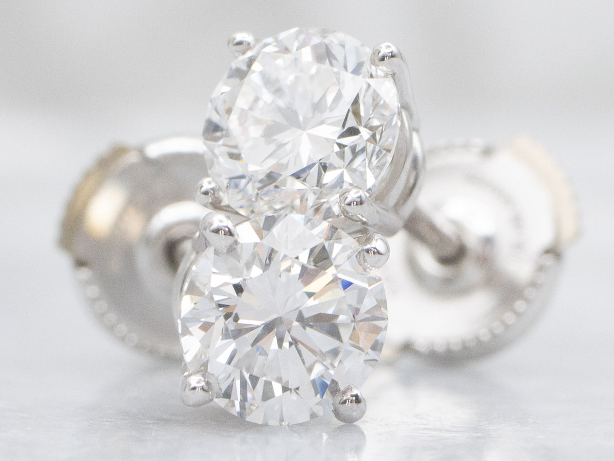 Modern Four-Prong Brilliant Diamond Stud Earrings