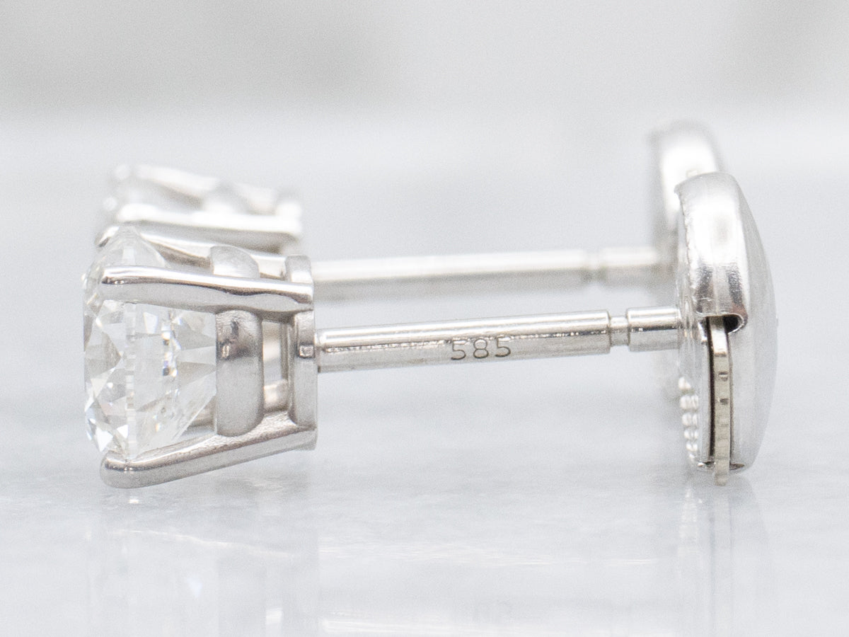Modern Four-Prong Brilliant Diamond Stud Earrings
