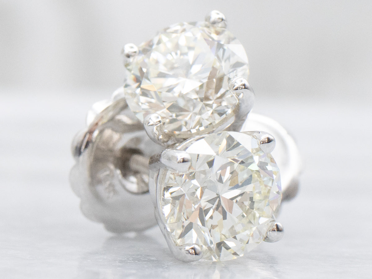 Round-Brilliant Diamond White Gold Screw Back Stud Earrings