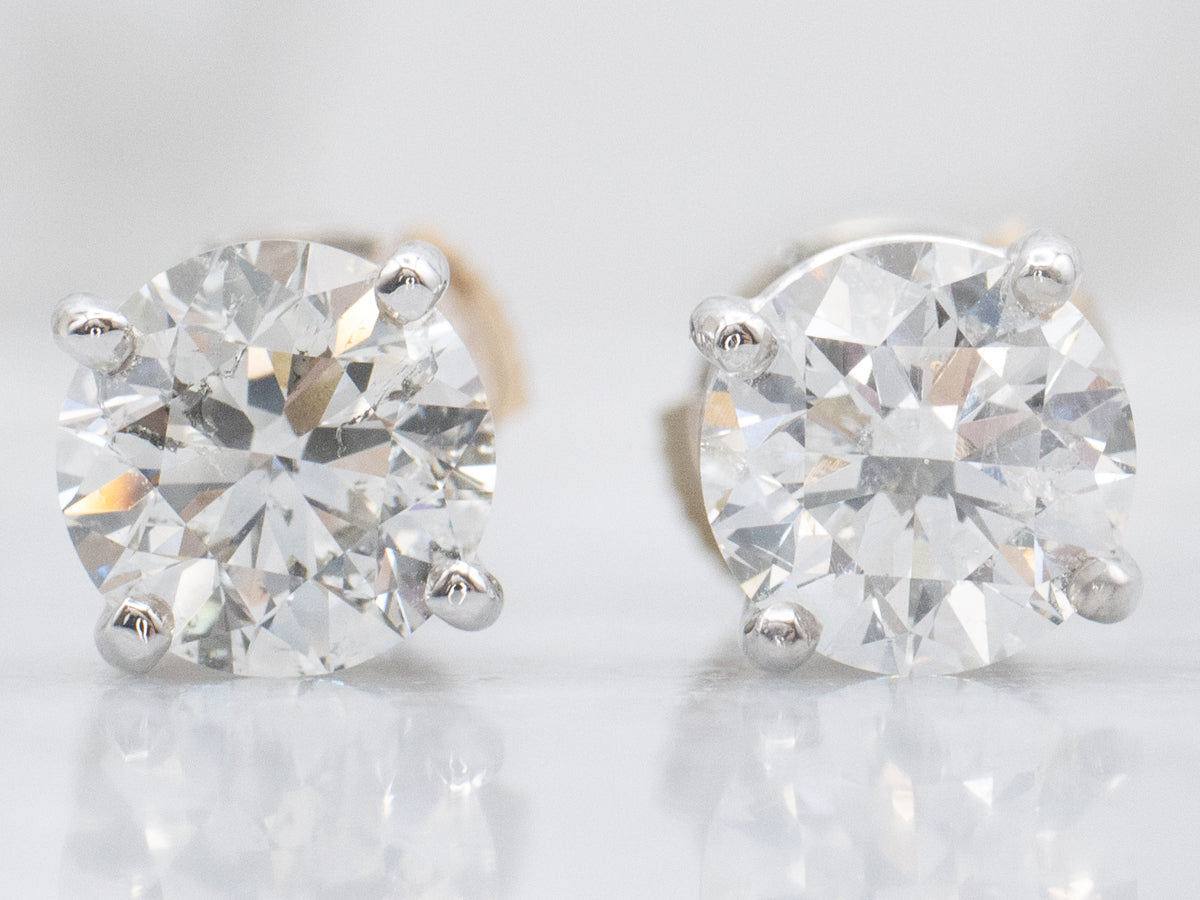 Round-Brilliant Diamond White Gold Stud Earrings