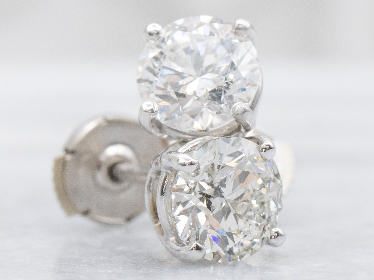 Round-Brilliant Diamond White Gold Stud Earrings