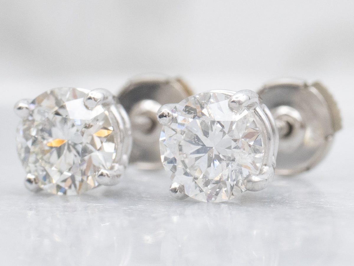 Round-Brilliant Diamond White Gold Stud Earrings