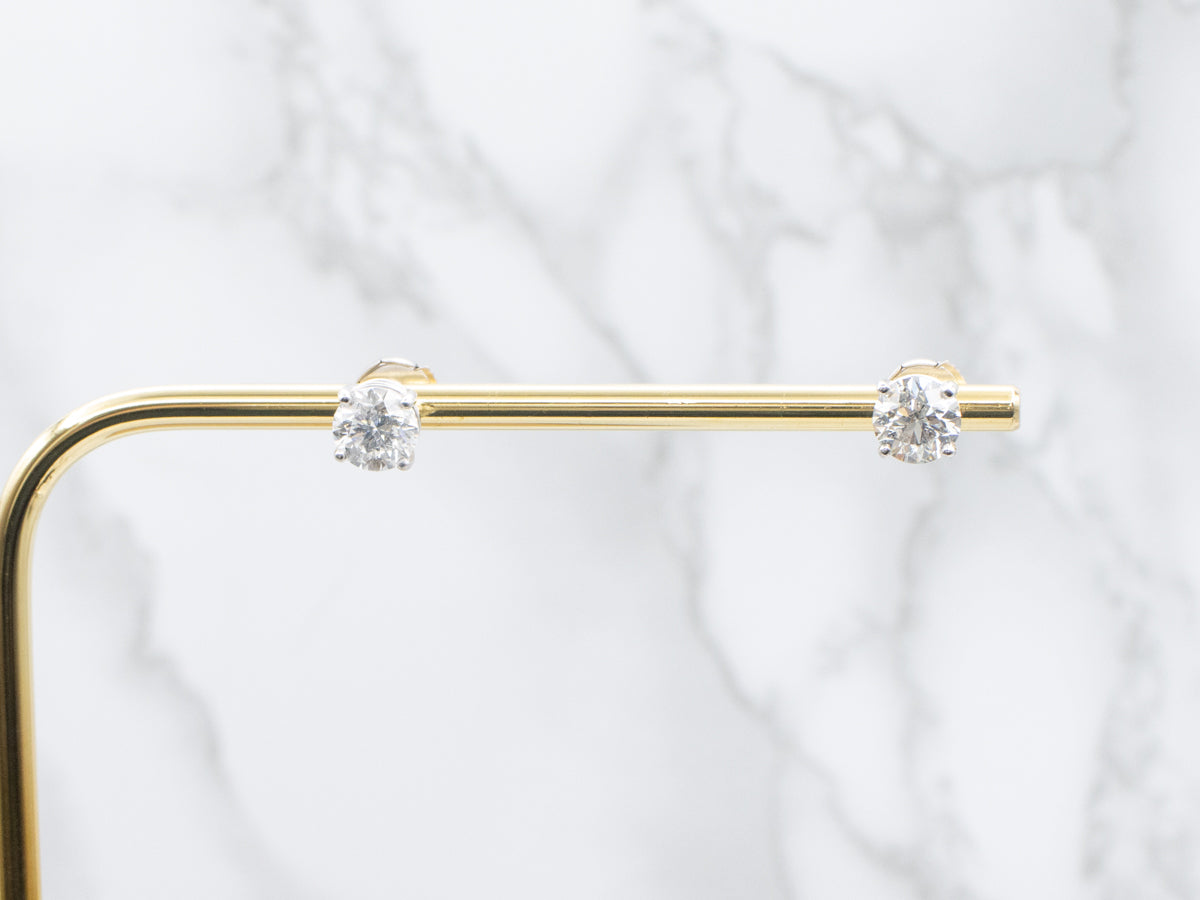 Round-Brilliant Diamond White Gold Stud Earrings