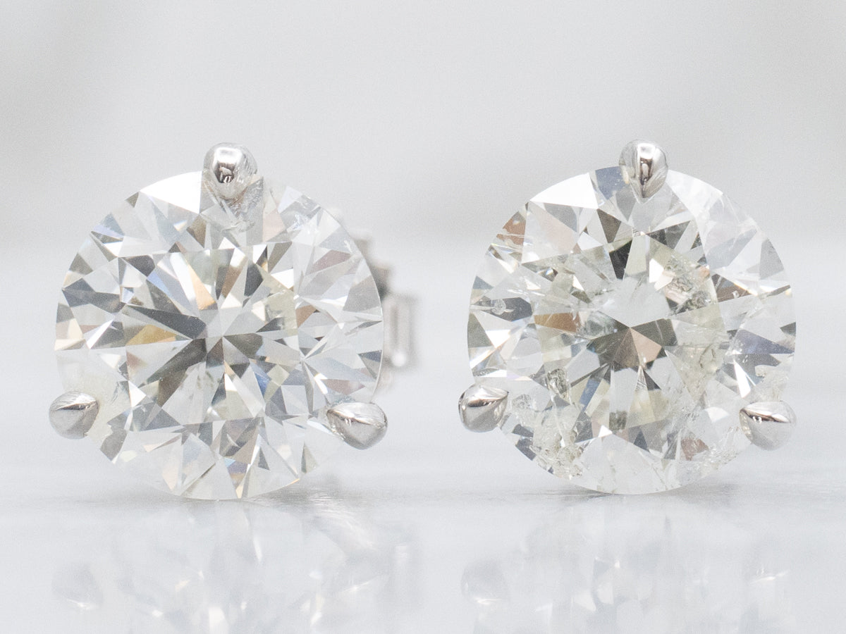 Round-Brilliant Martini-Set Diamond White Gold Stud Earrings