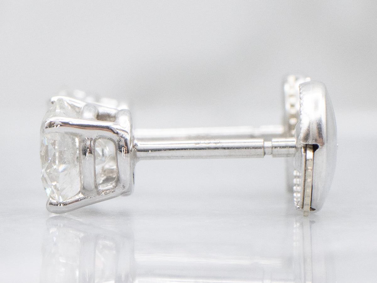 Modern Four-Prong Brilliant Diamond White Gold Stud Earrings