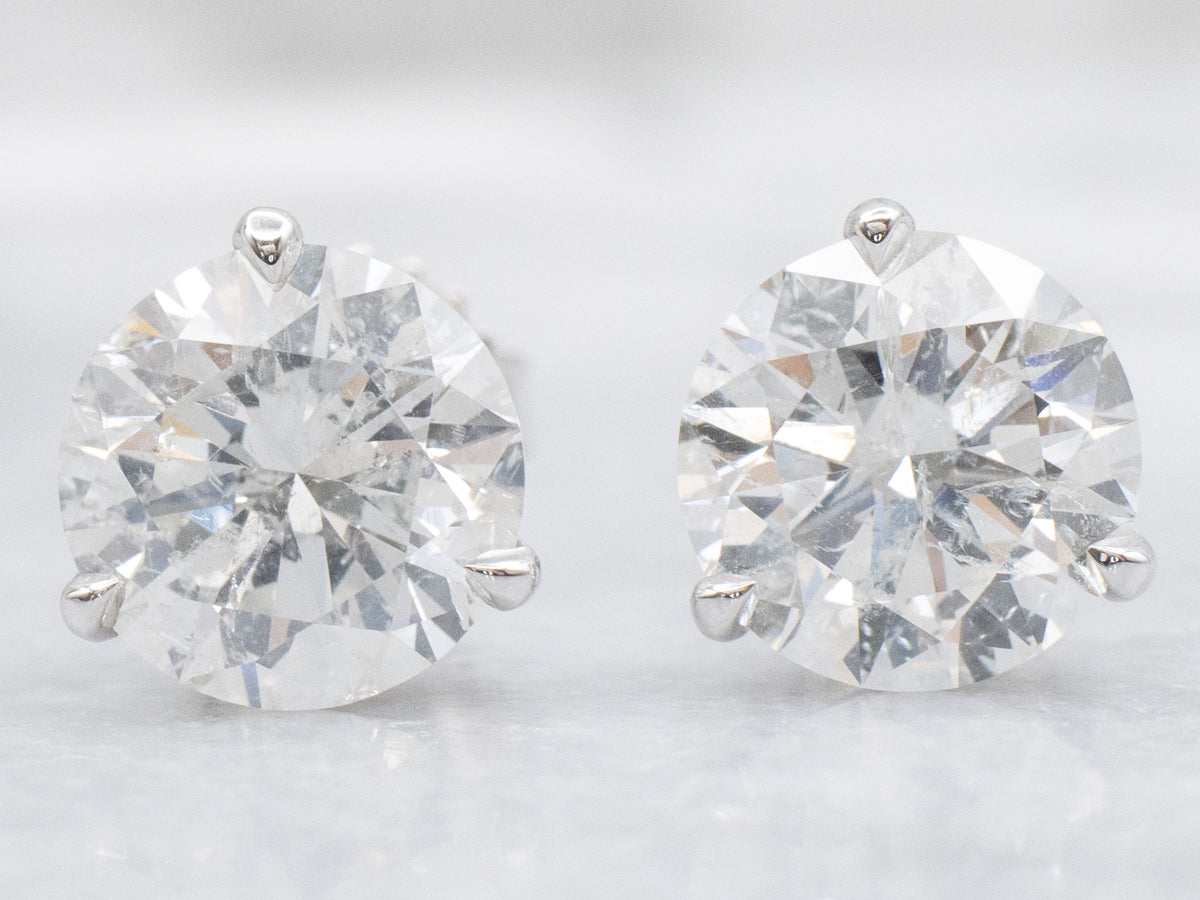 Round-Brilliant Diamond Martini Set White Gold Stud Earrings