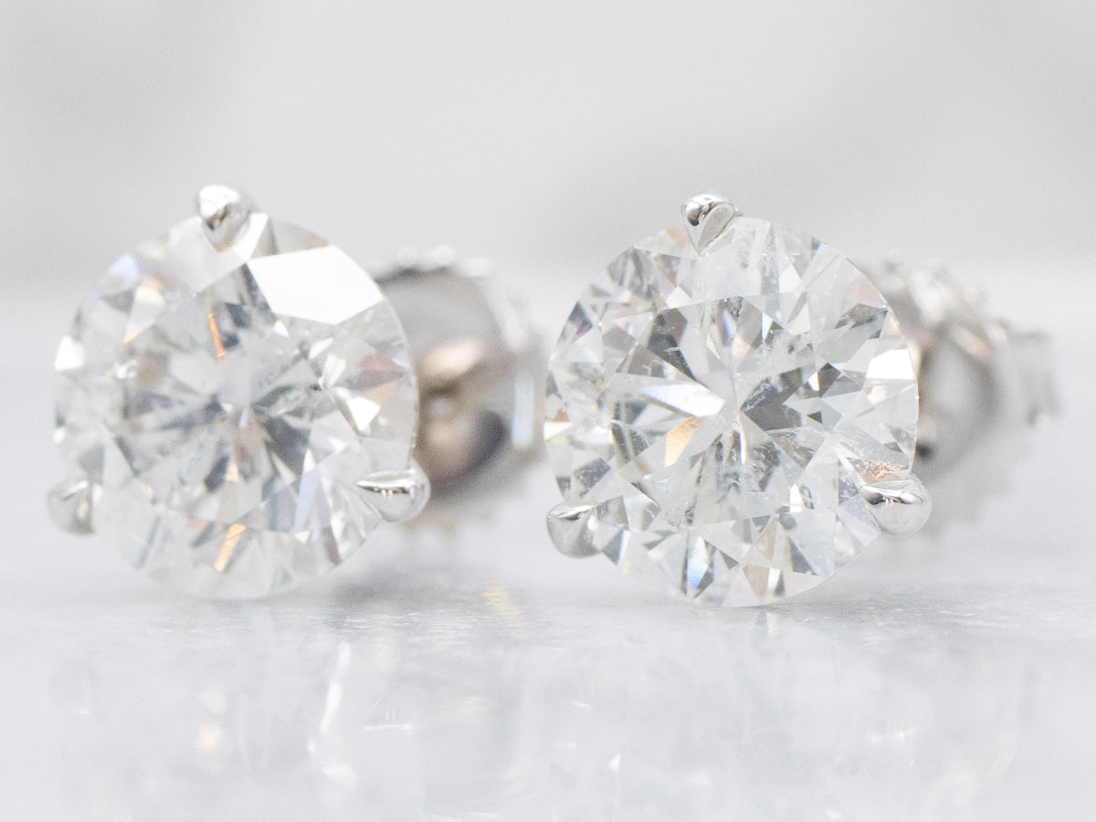 Round-Brilliant Diamond Martini Set White Gold Stud Earrings