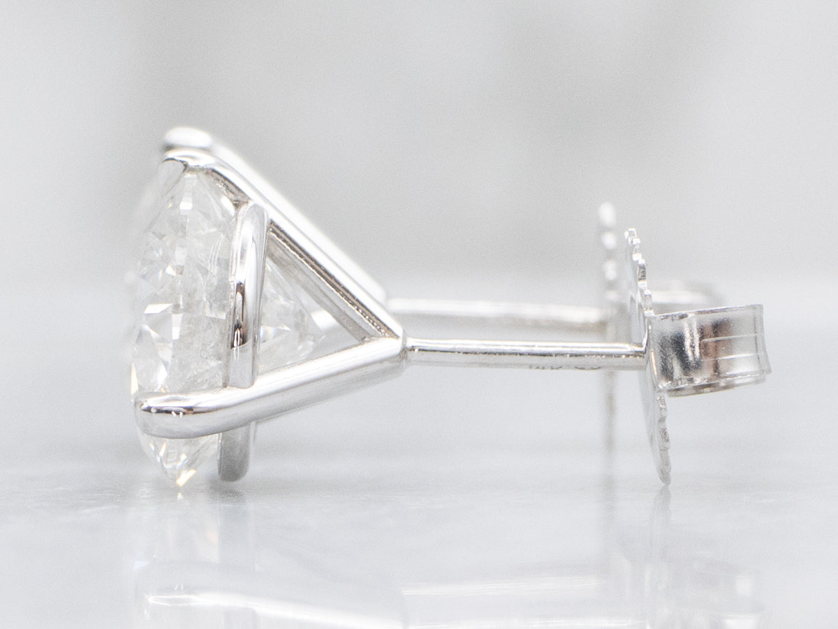 Round-Brilliant Diamond Martini Set White Gold Stud Earrings
