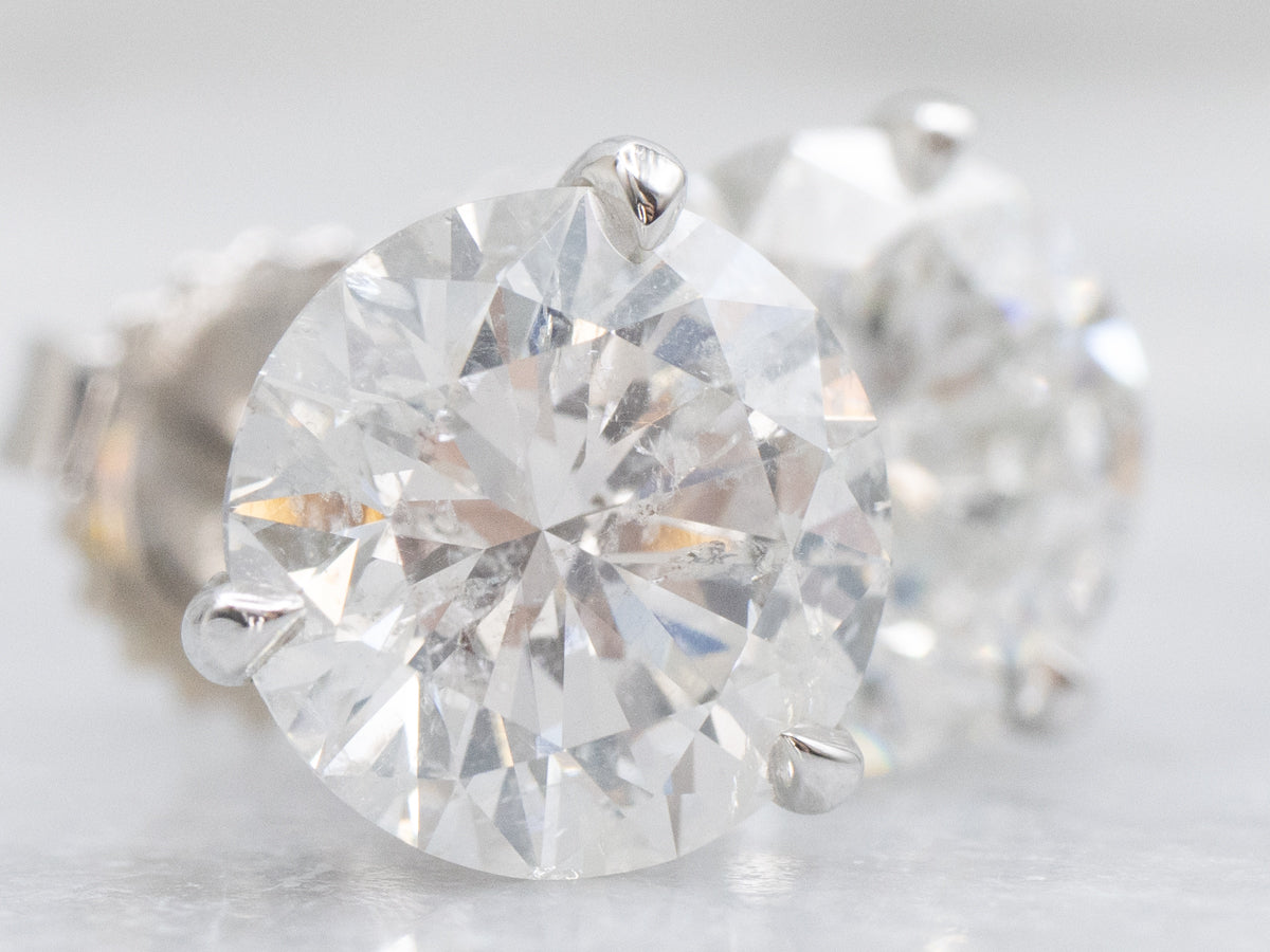 Round-Brilliant Diamond Martini Set White Gold Stud Earrings