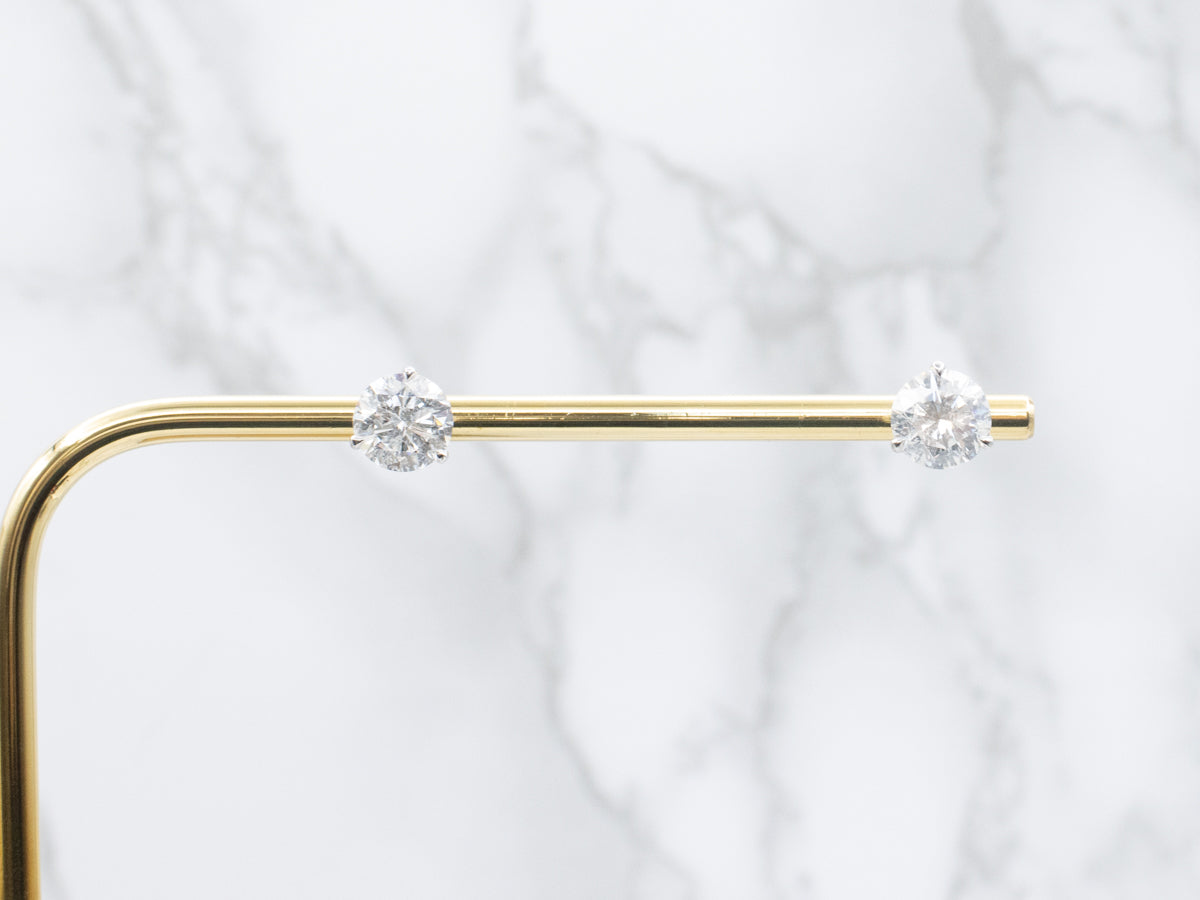 Round-Brilliant Diamond Martini Set White Gold Stud Earrings