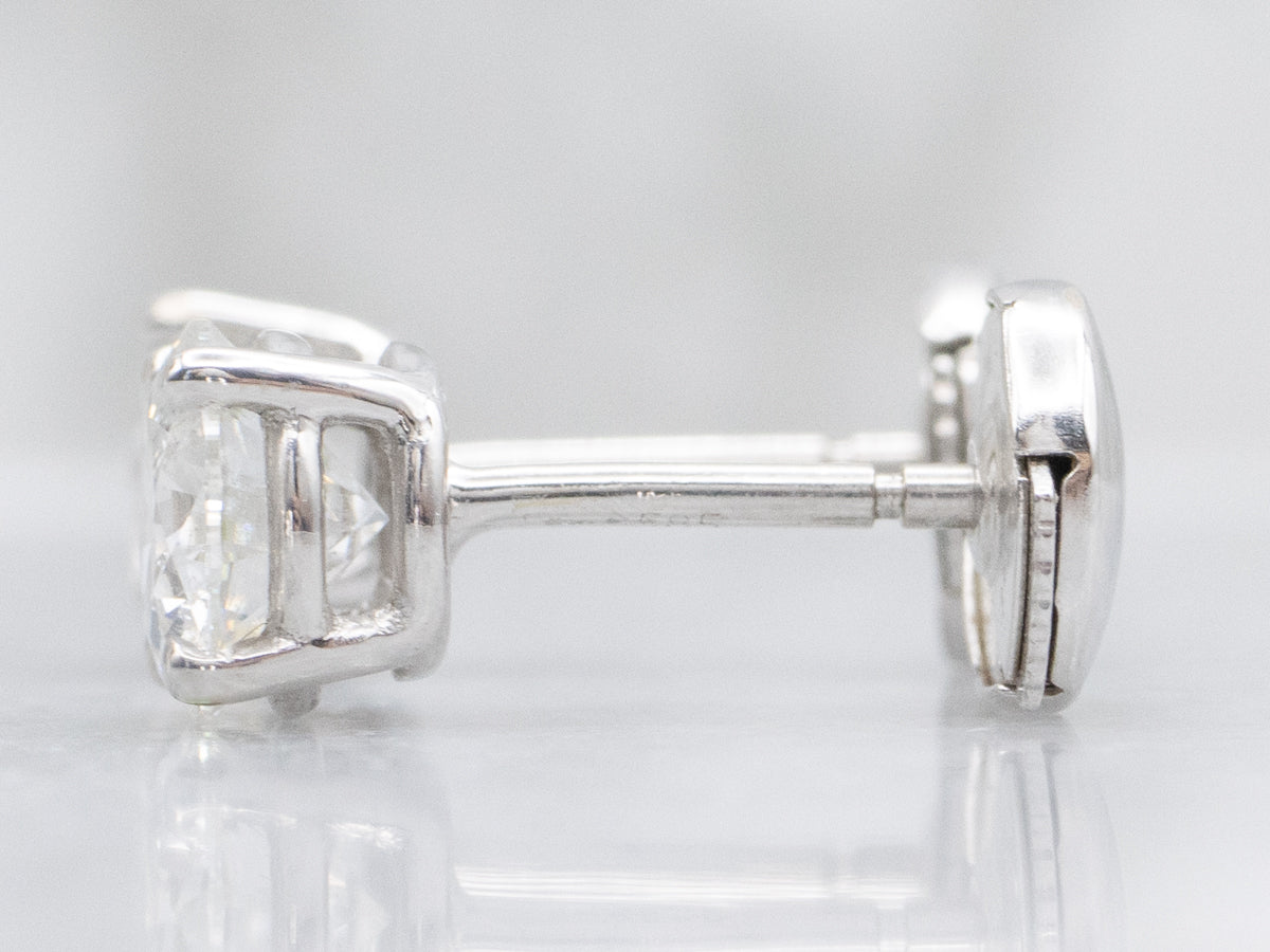 Large Round-Brilliant Diamond White Gold Stud Earrings