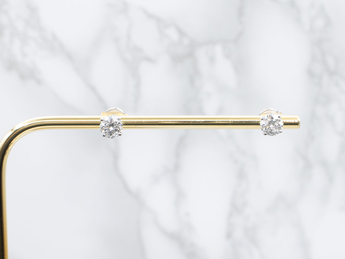 Large Round-Brilliant Diamond White Gold Stud Earrings