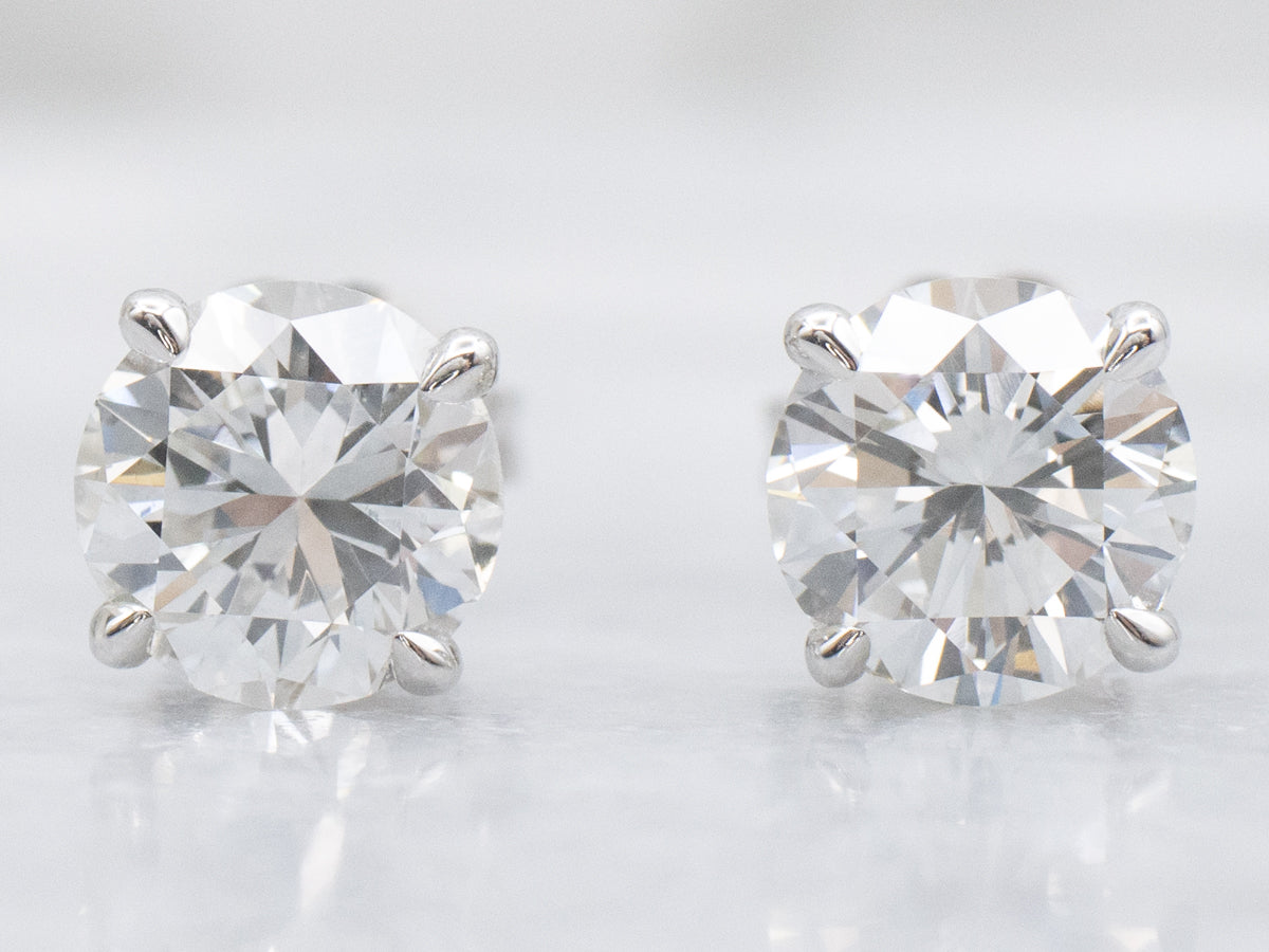 Round-Brilliant Diamond White Gold Stud Earrings
