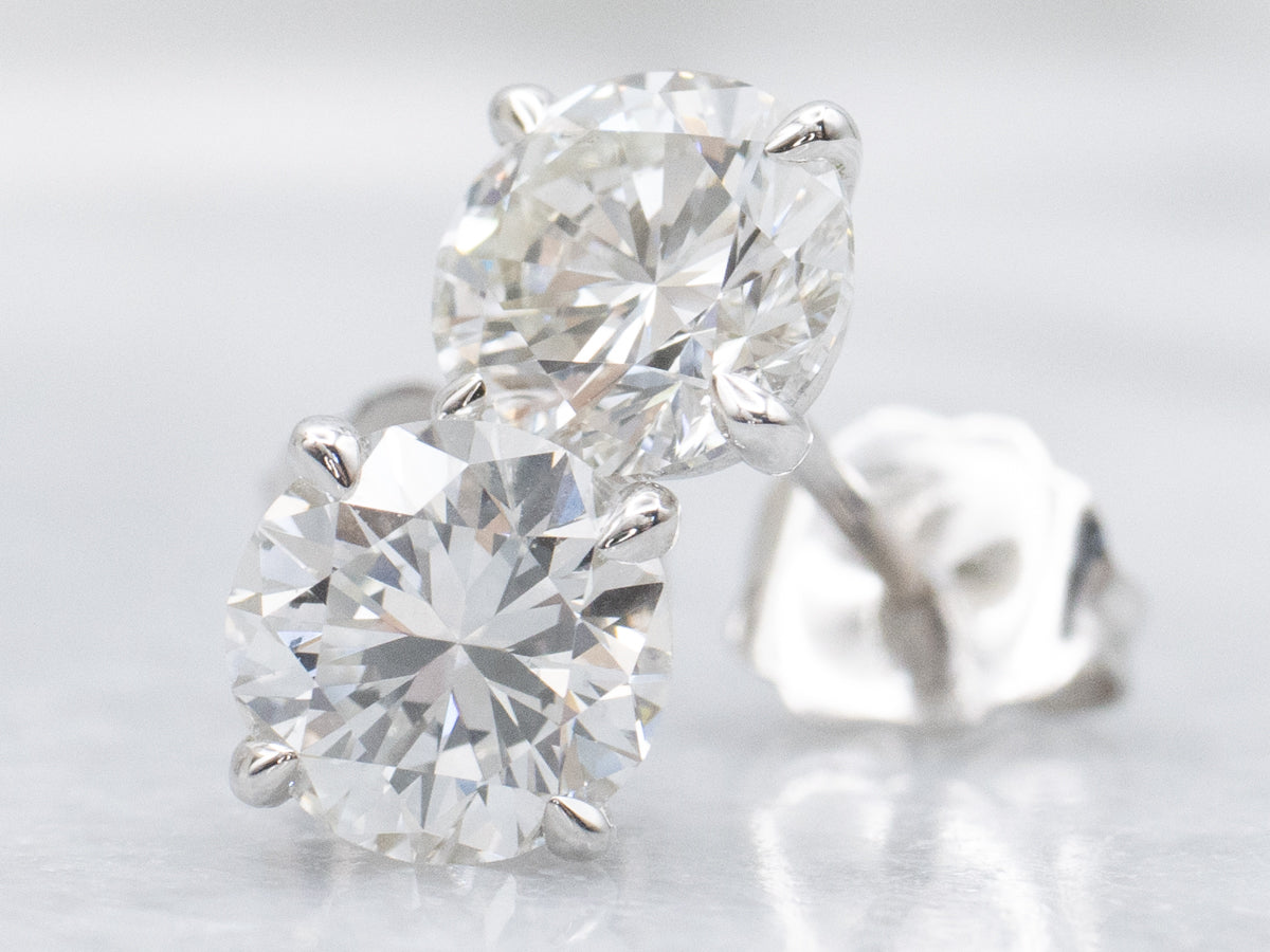 Round-Brilliant Diamond White Gold Stud Earrings