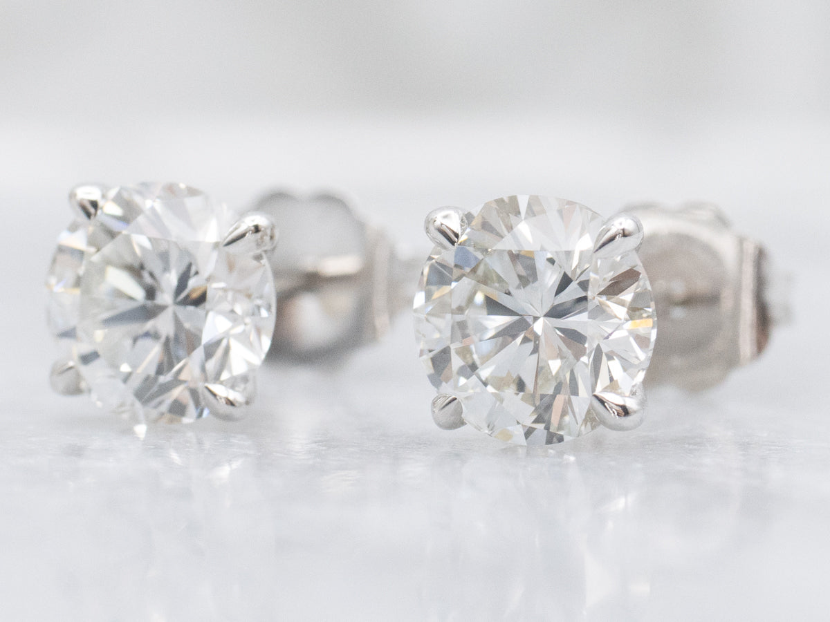 Round-Brilliant Diamond White Gold Stud Earrings