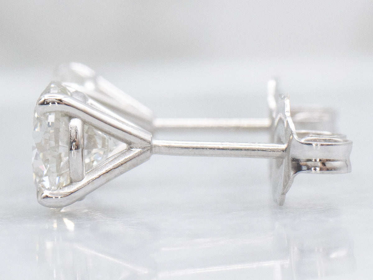 Round-Brilliant Diamond White Gold Stud Earrings