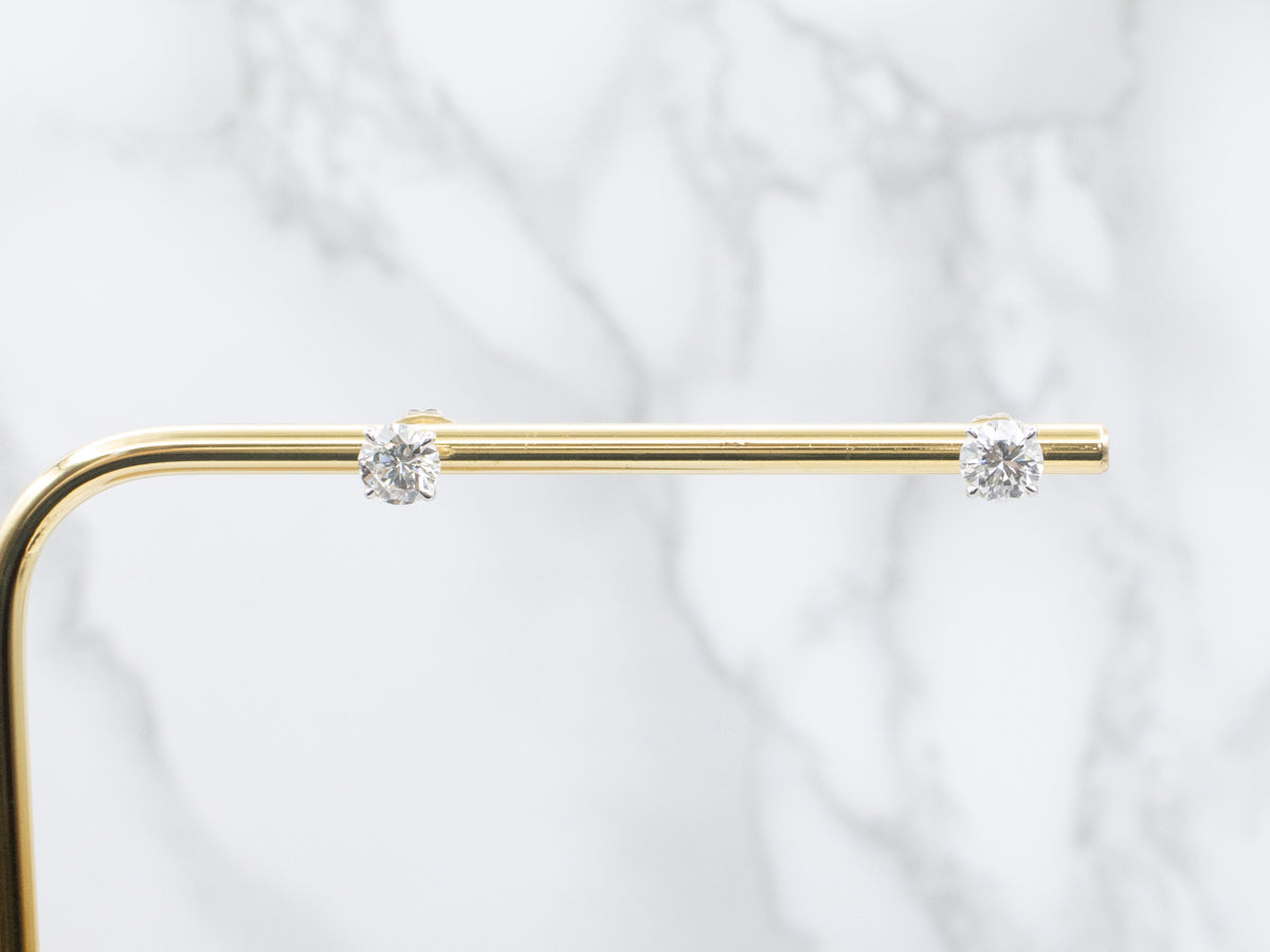 Round-Brilliant Diamond White Gold Stud Earrings