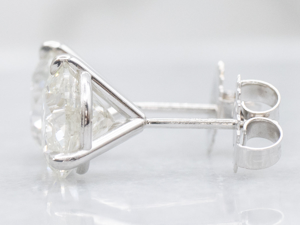 Round-Brilliant Martini-Set Diamond White Gold Stud Earrings