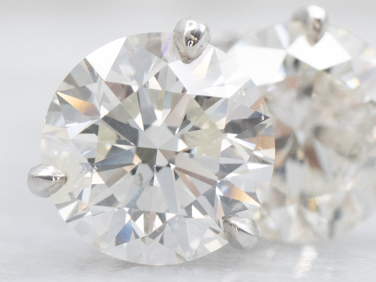 Round-Brilliant Martini-Set Diamond White Gold Stud Earrings