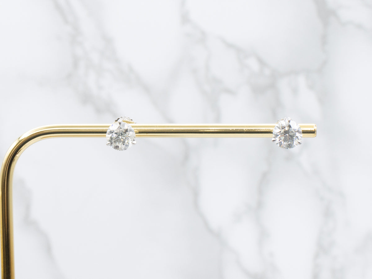 Round-Brilliant Martini-Set Diamond White Gold Stud Earrings