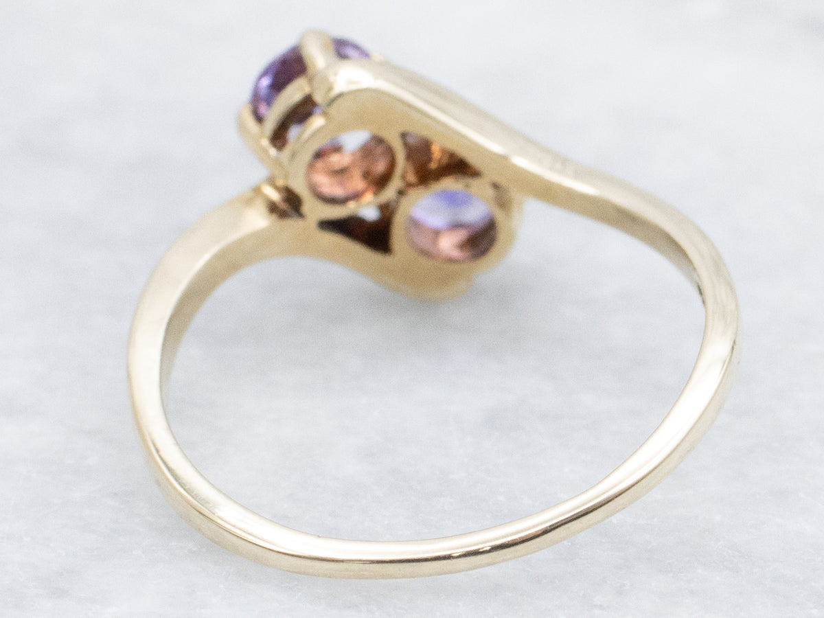 Vintage Purple Sapphire and Gold Bypass Ring