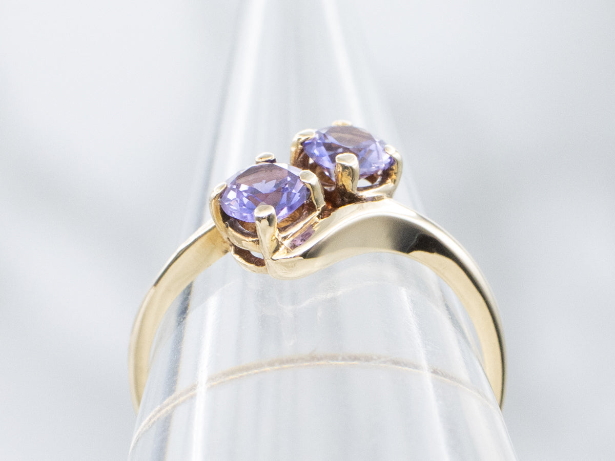 Vintage Purple Sapphire and Gold Bypass Ring