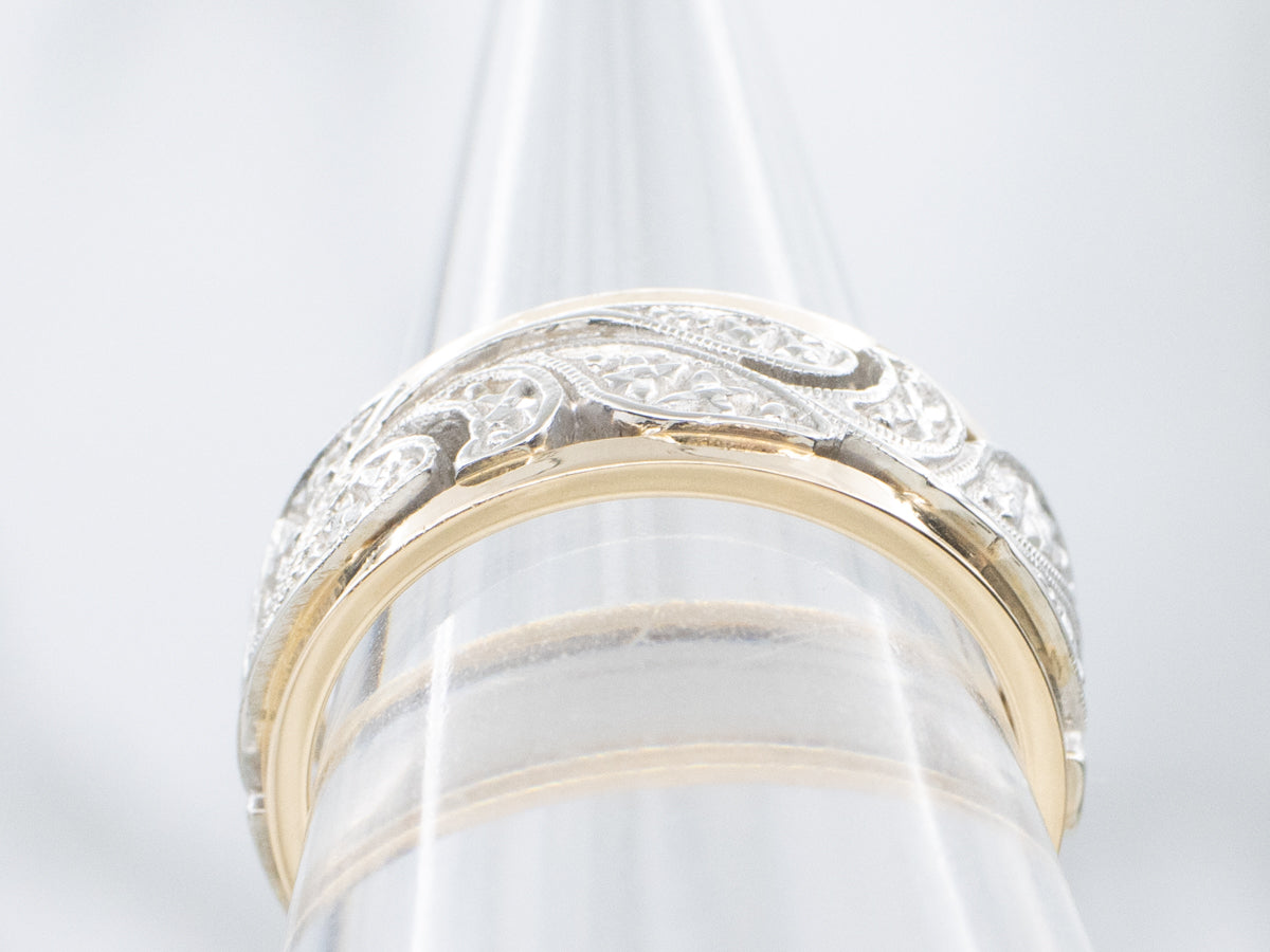 Mid-Century Two-Tone Gold Botanical Pattern Band