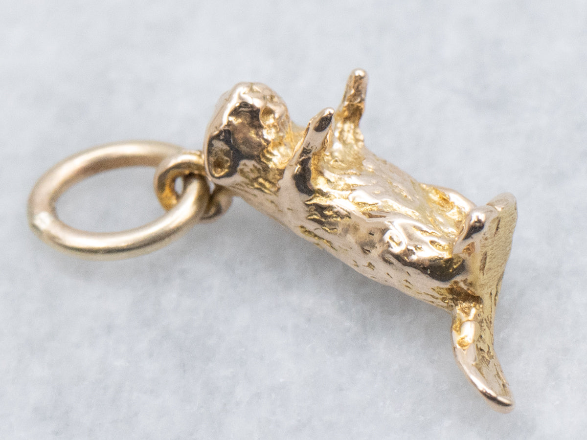 Vintage Mini Gold Beaver Charm Pendant