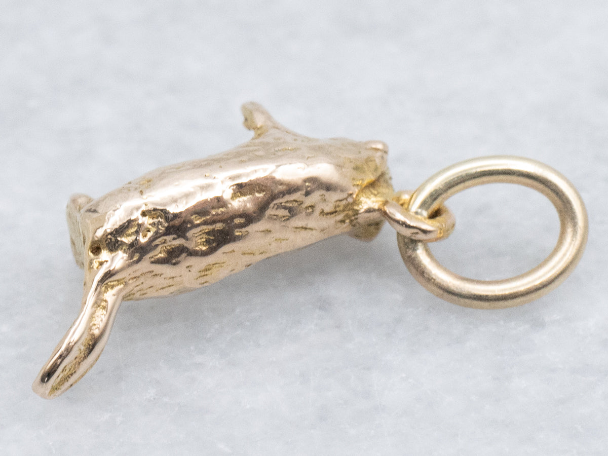 Vintage Mini Gold Beaver Charm Pendant