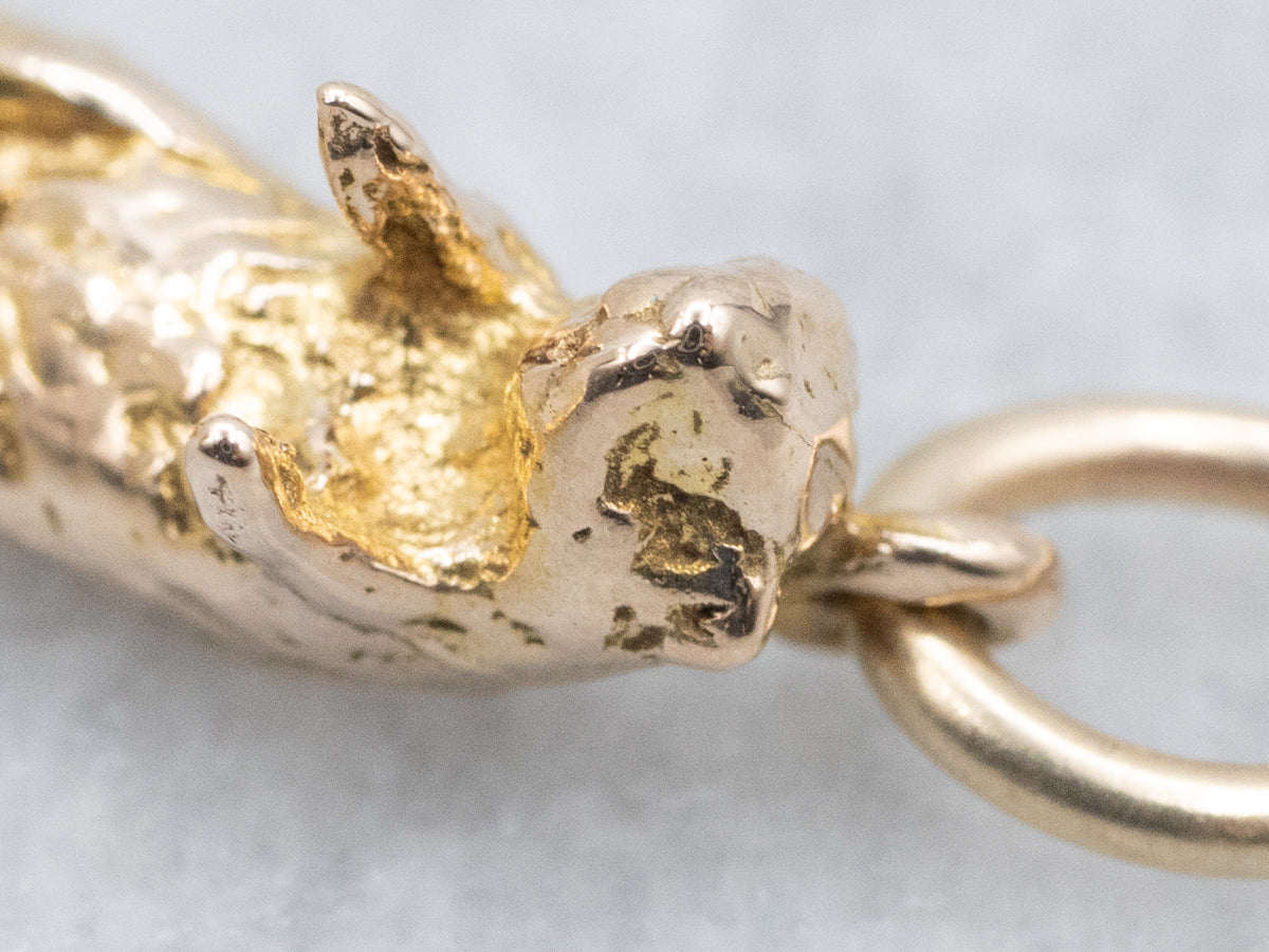 Vintage Mini Gold Beaver Charm Pendant