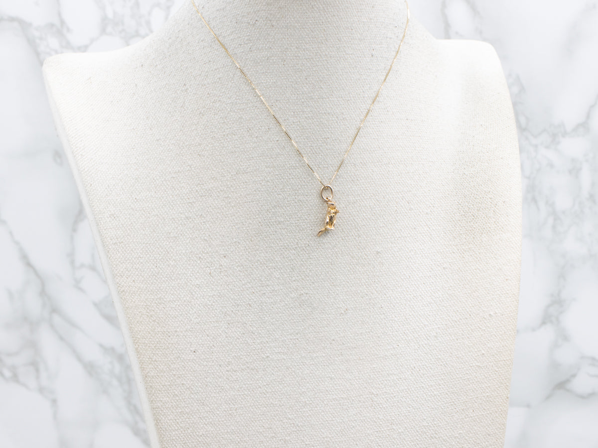 Vintage Mini Gold Beaver Charm Pendant