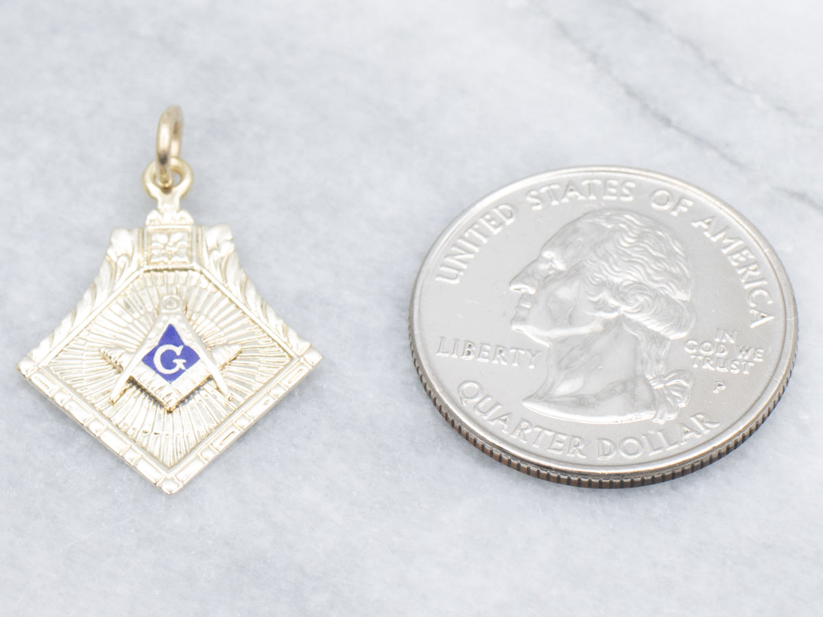 Vintage Gold and Enamel Masonic Pendant