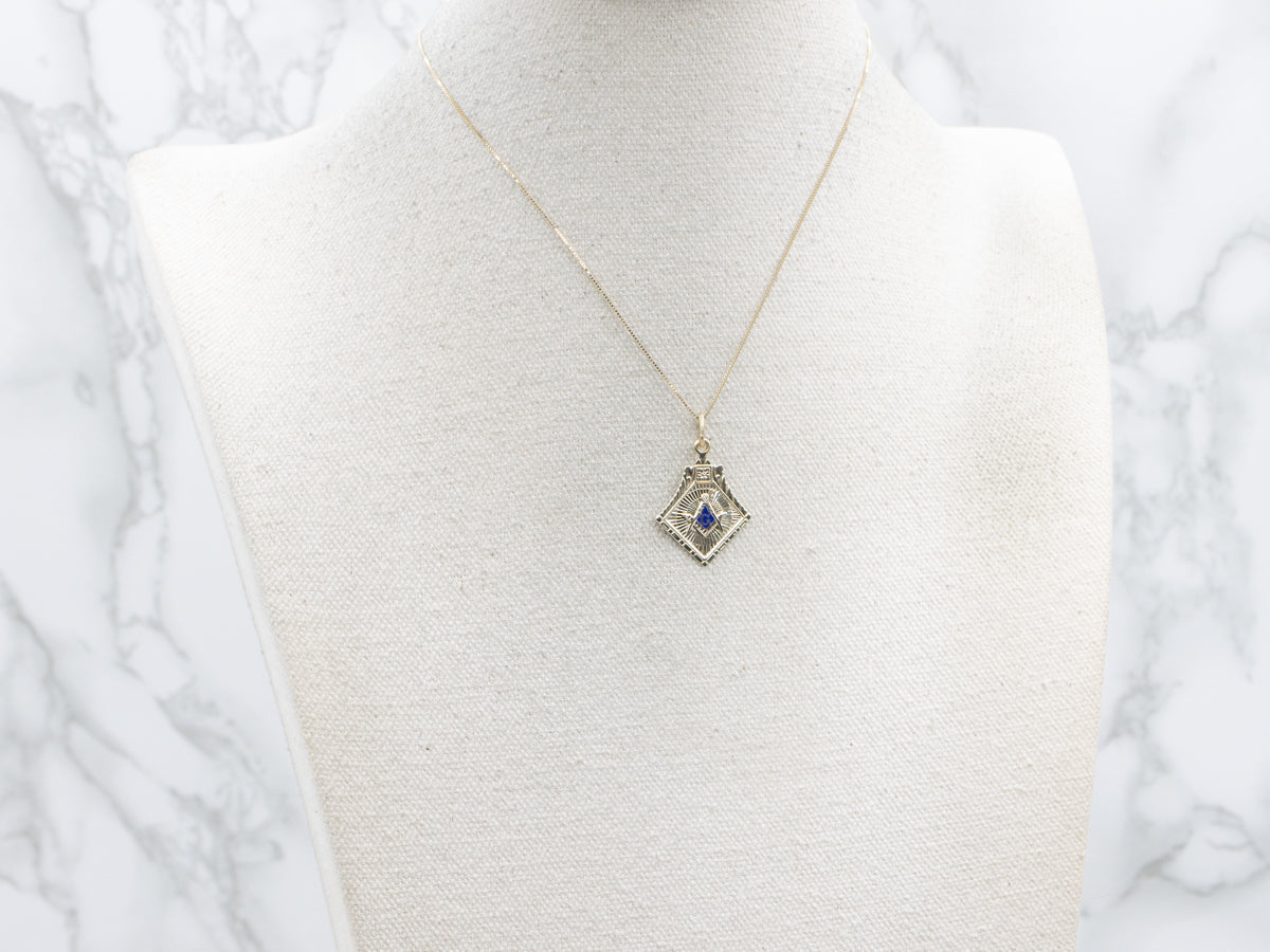 Vintage Gold and Enamel Masonic Pendant