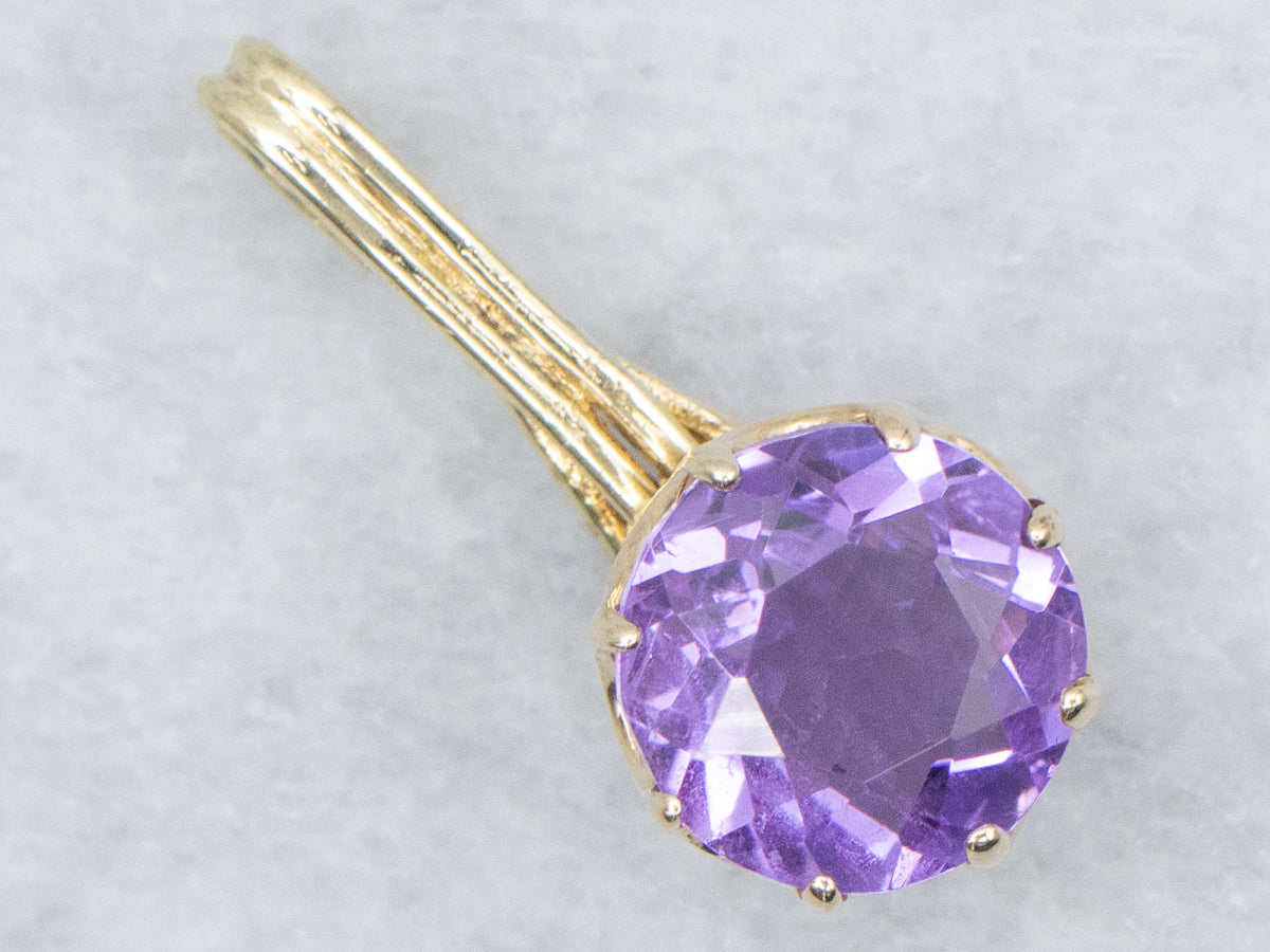 Yellow Gold Amethyst Gemstone Drop Pendant