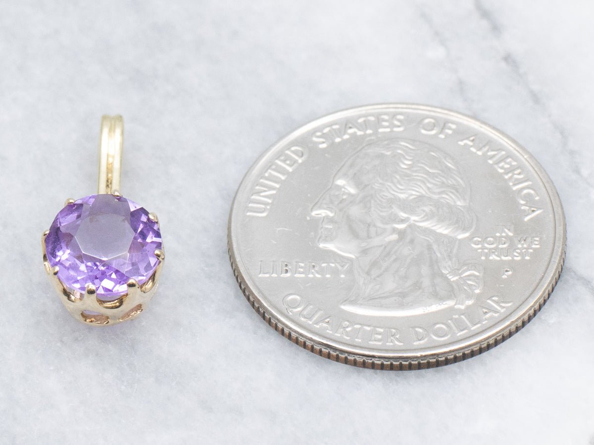 Yellow Gold Amethyst Gemstone Drop Pendant