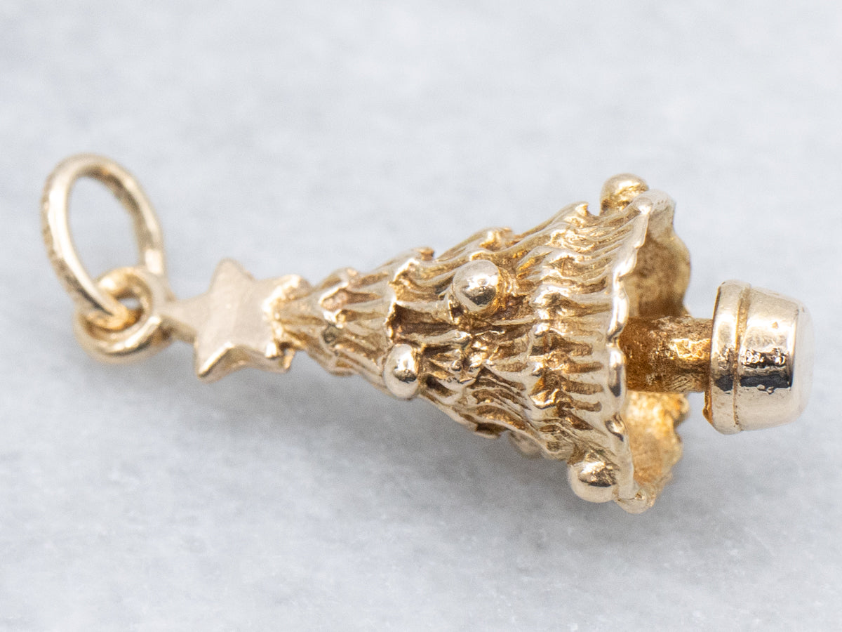 Detailed Gold Vintage Christmas Tree Charm