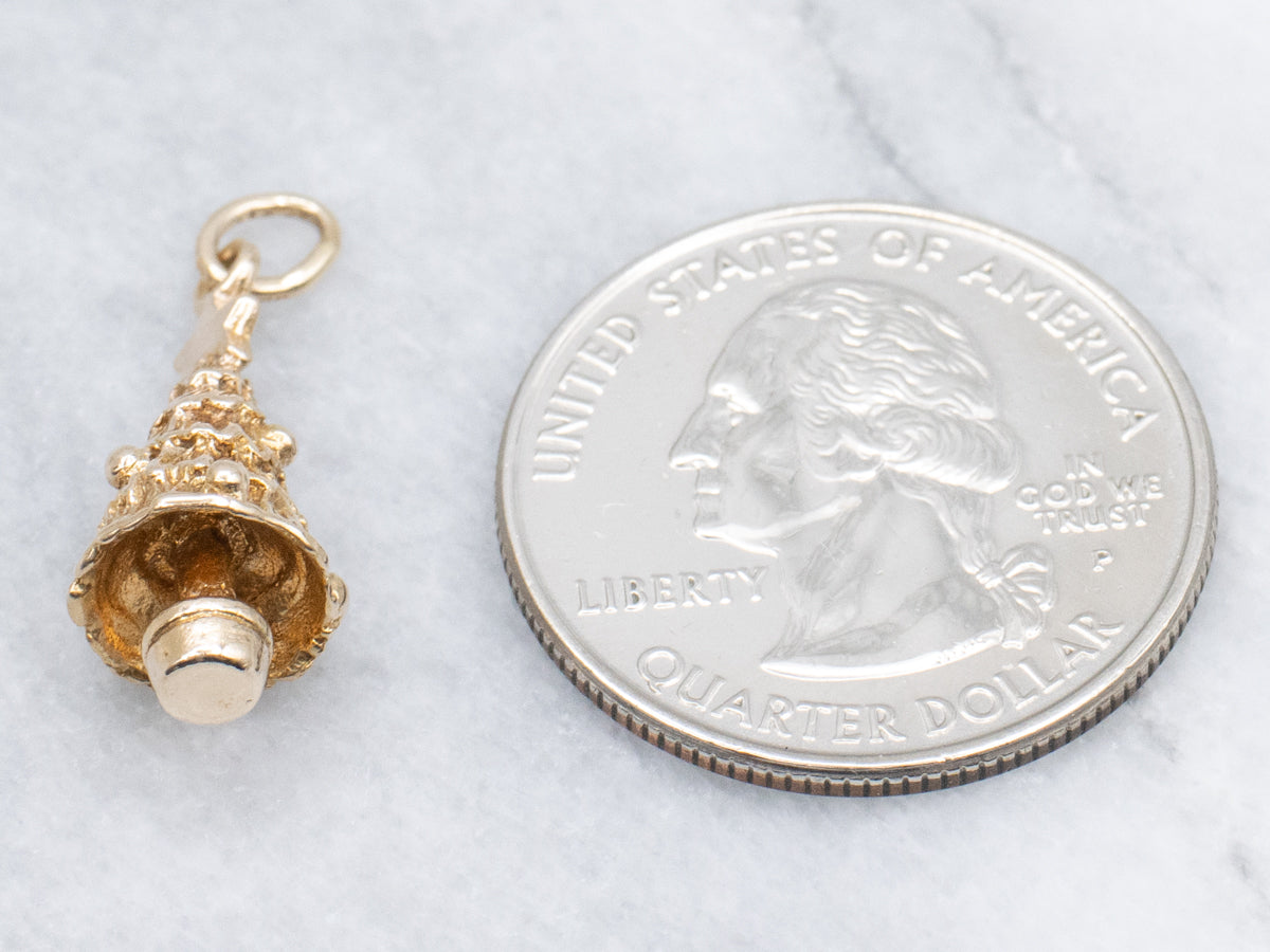 Detailed Gold Vintage Christmas Tree Charm