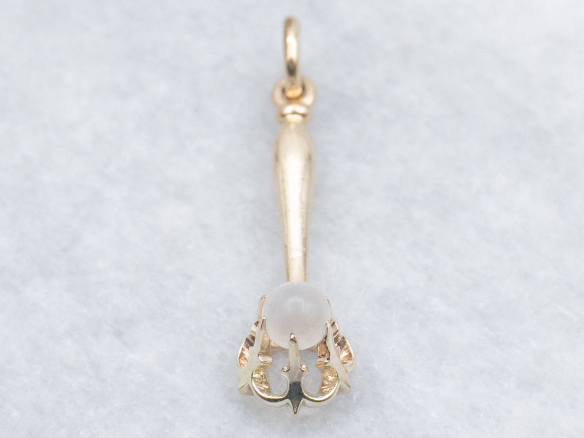 Moonstone Yellow Gold Bar Drop Pendant