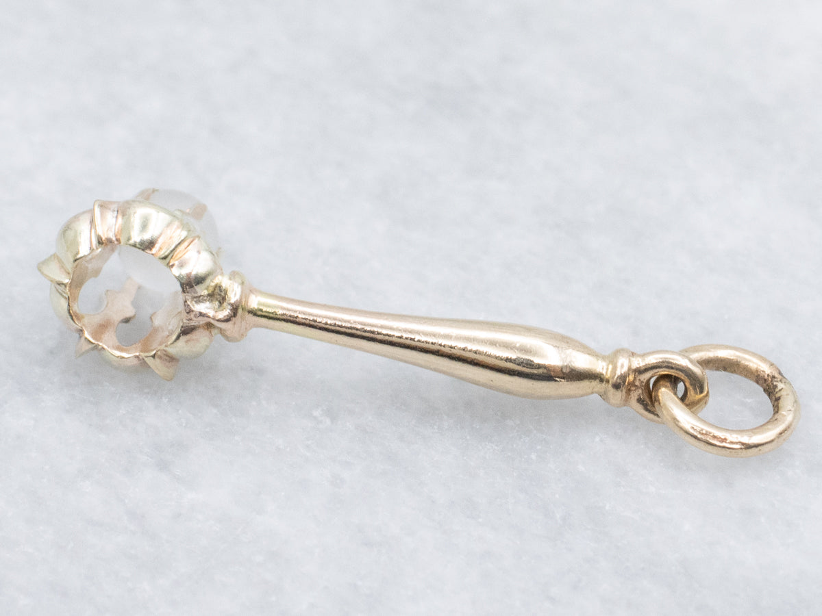 Moonstone Yellow Gold Bar Drop Pendant