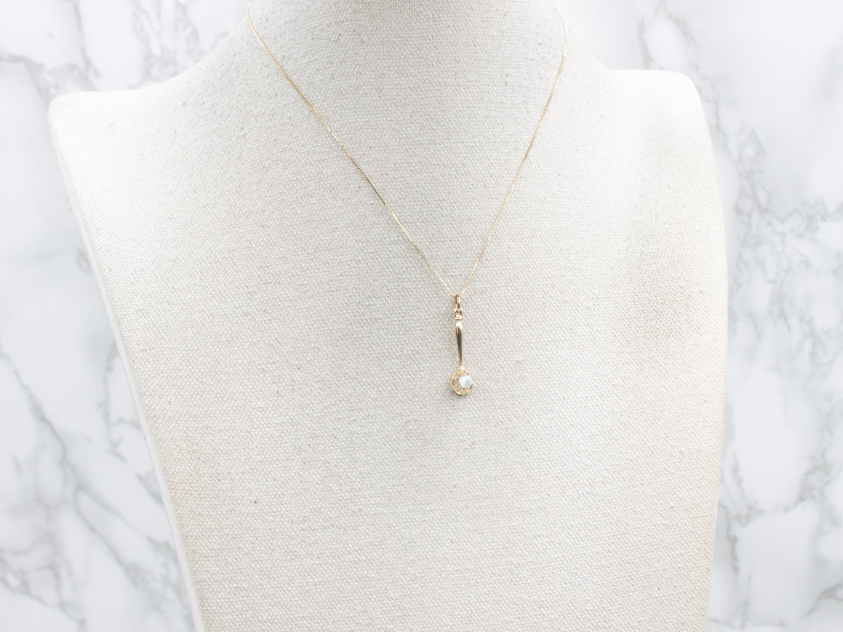 Moonstone Yellow Gold Bar Drop Pendant