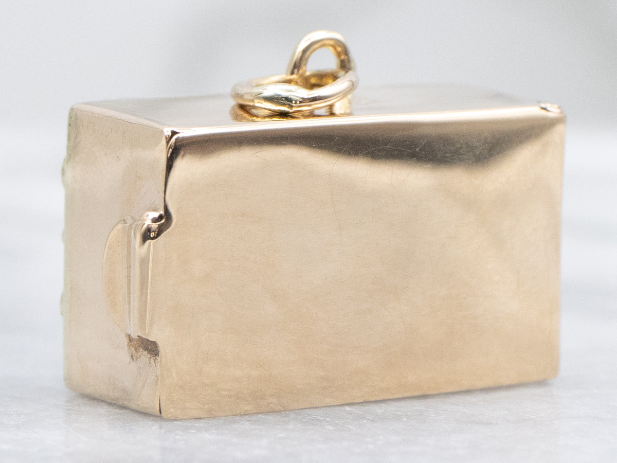 Bermuda One Dollar Bill Gold Money Box Charm Pendant