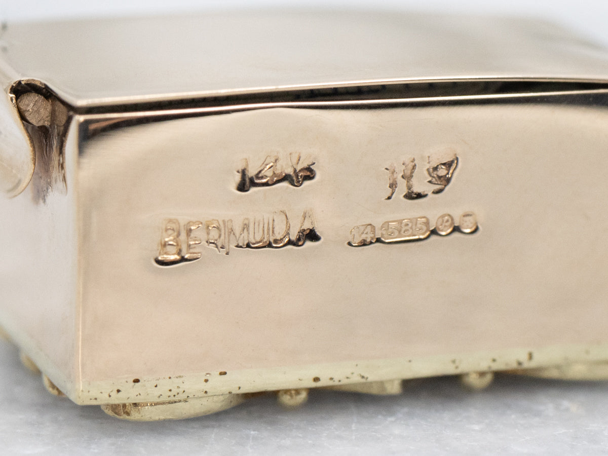 Bermuda One Dollar Bill Gold Money Box Charm Pendant