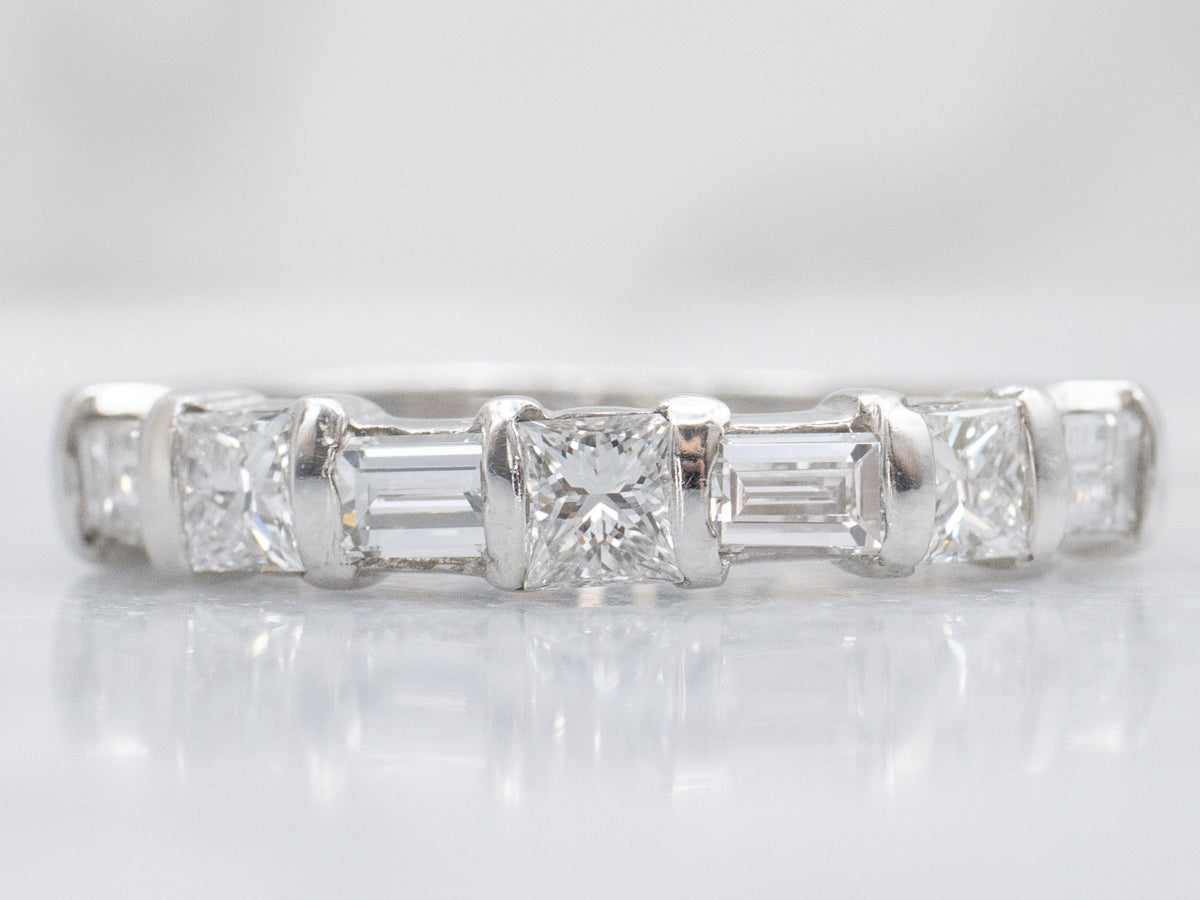 Mix-Cut Platinum and Diamond Band