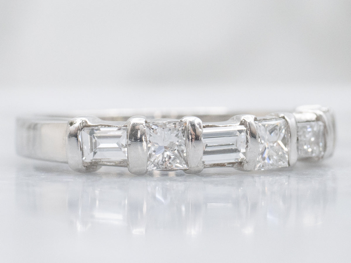 Mix-Cut Platinum and Diamond Band