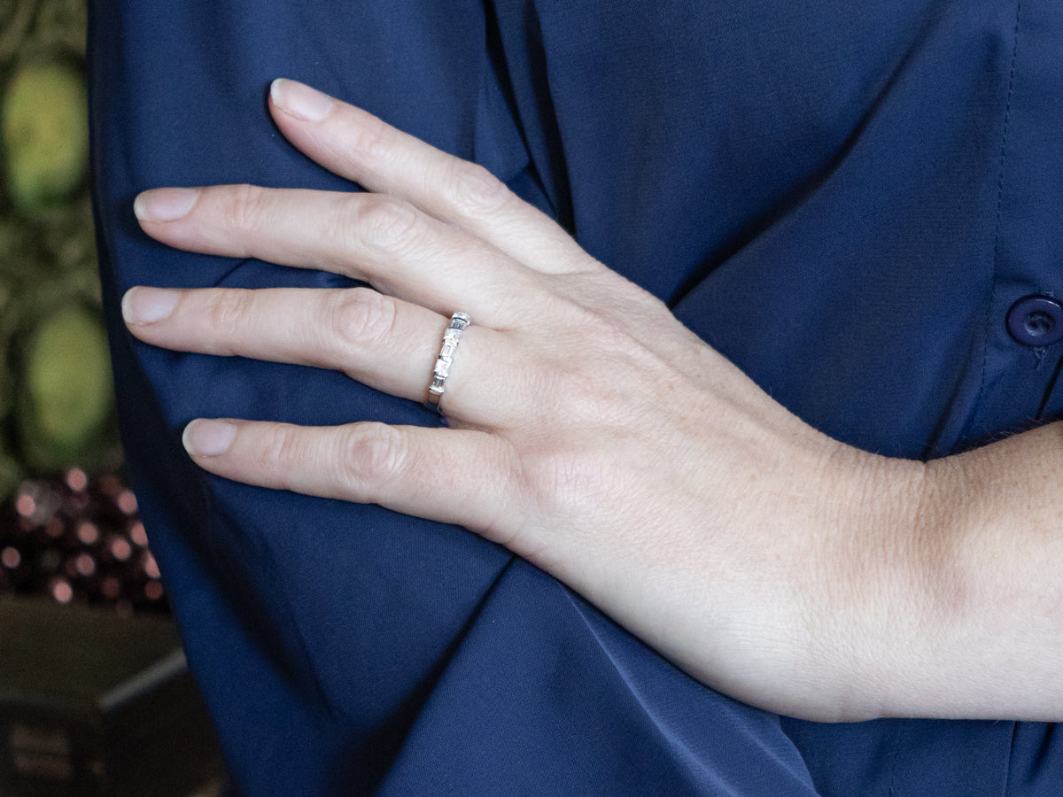 Mix-Cut Platinum and Diamond Band